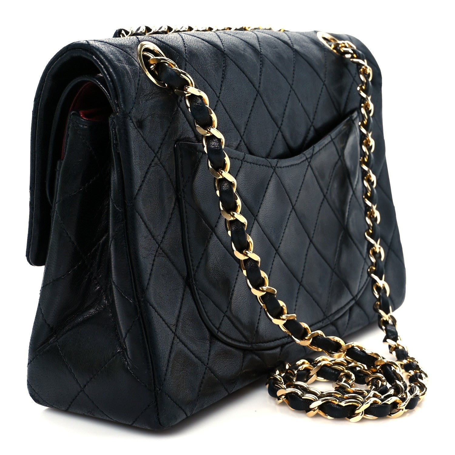 Lambskin Quilted Small Double Flap Black