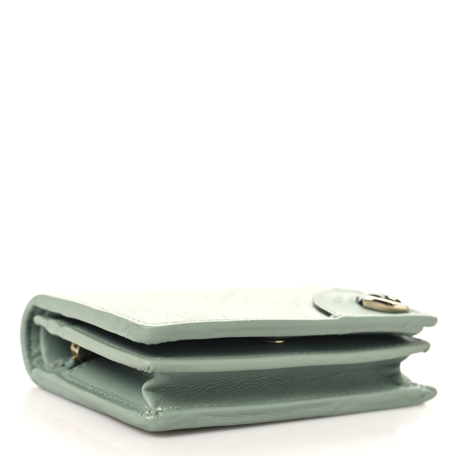 GG Supreme Monogram Textured Calfskin Emblem Mini Wallet Sage Green