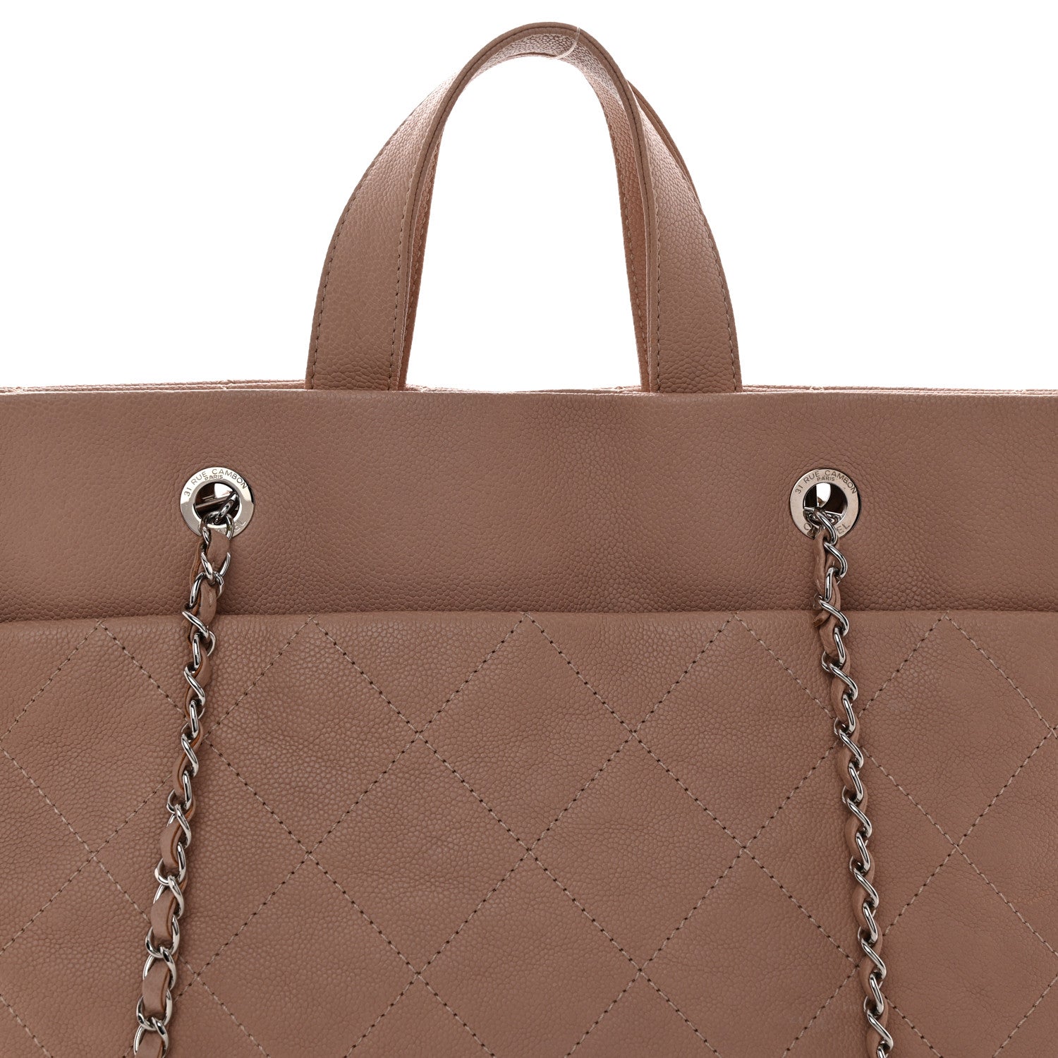 Caviar Quilted Shopping Tote Pink