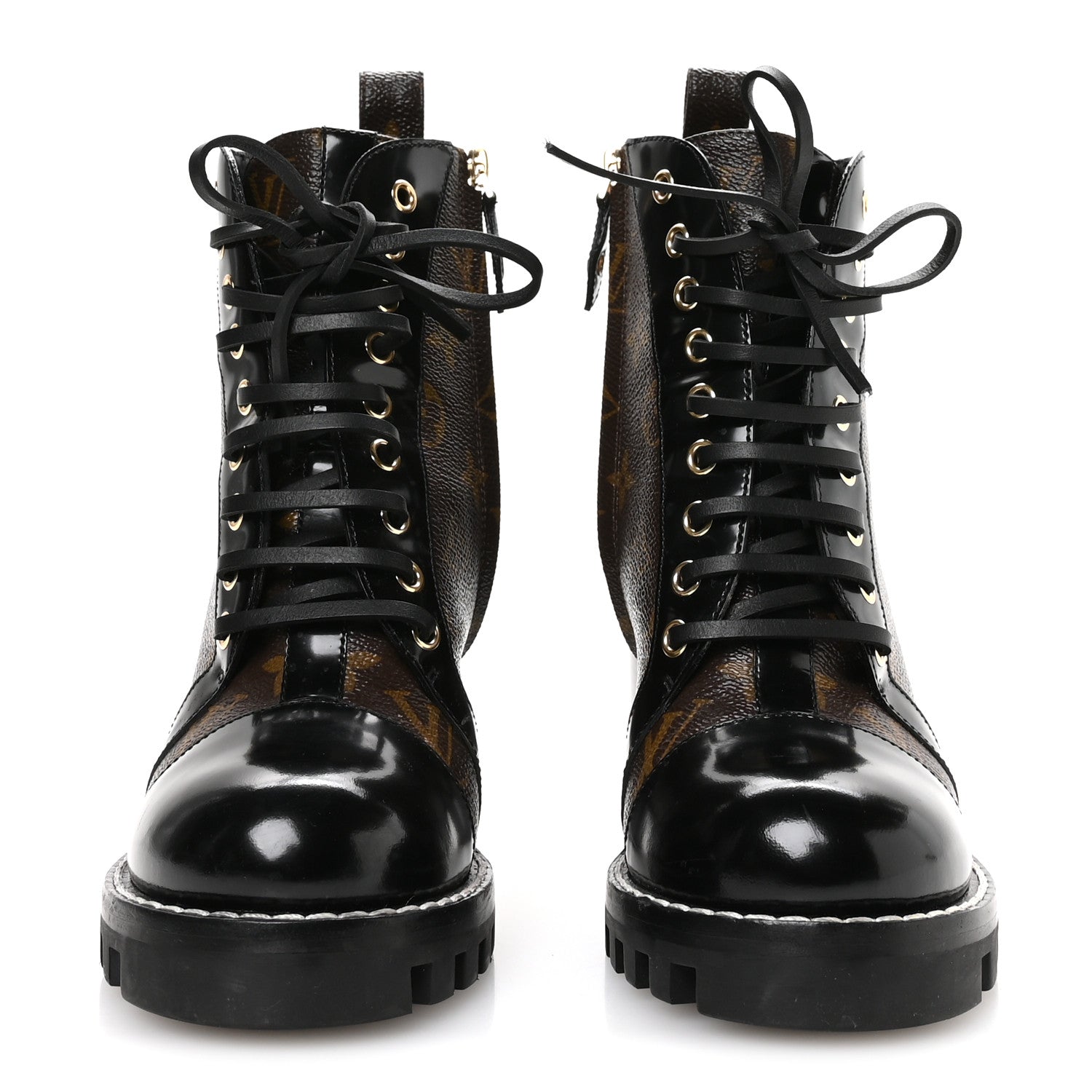 Patent Calfskin Monogram Star Trail Ankle Boots 37.5 Black