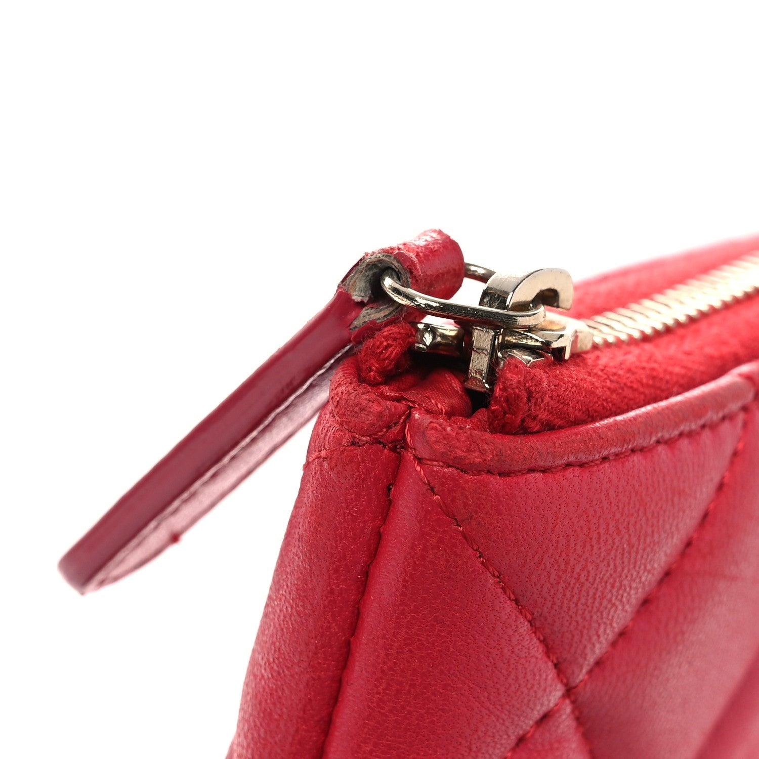 Lambskin Quilted Large Cosmetic Case Red