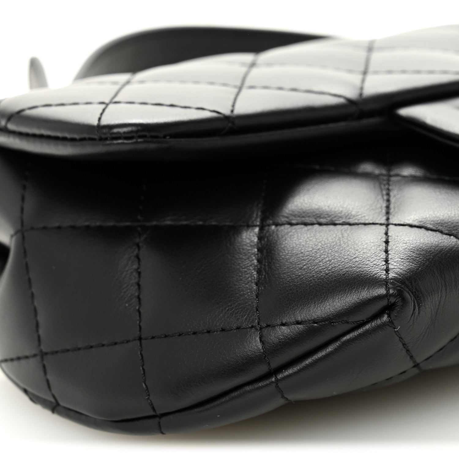 Calfskin Quilted CC Uniform Flap Belt Bag Black