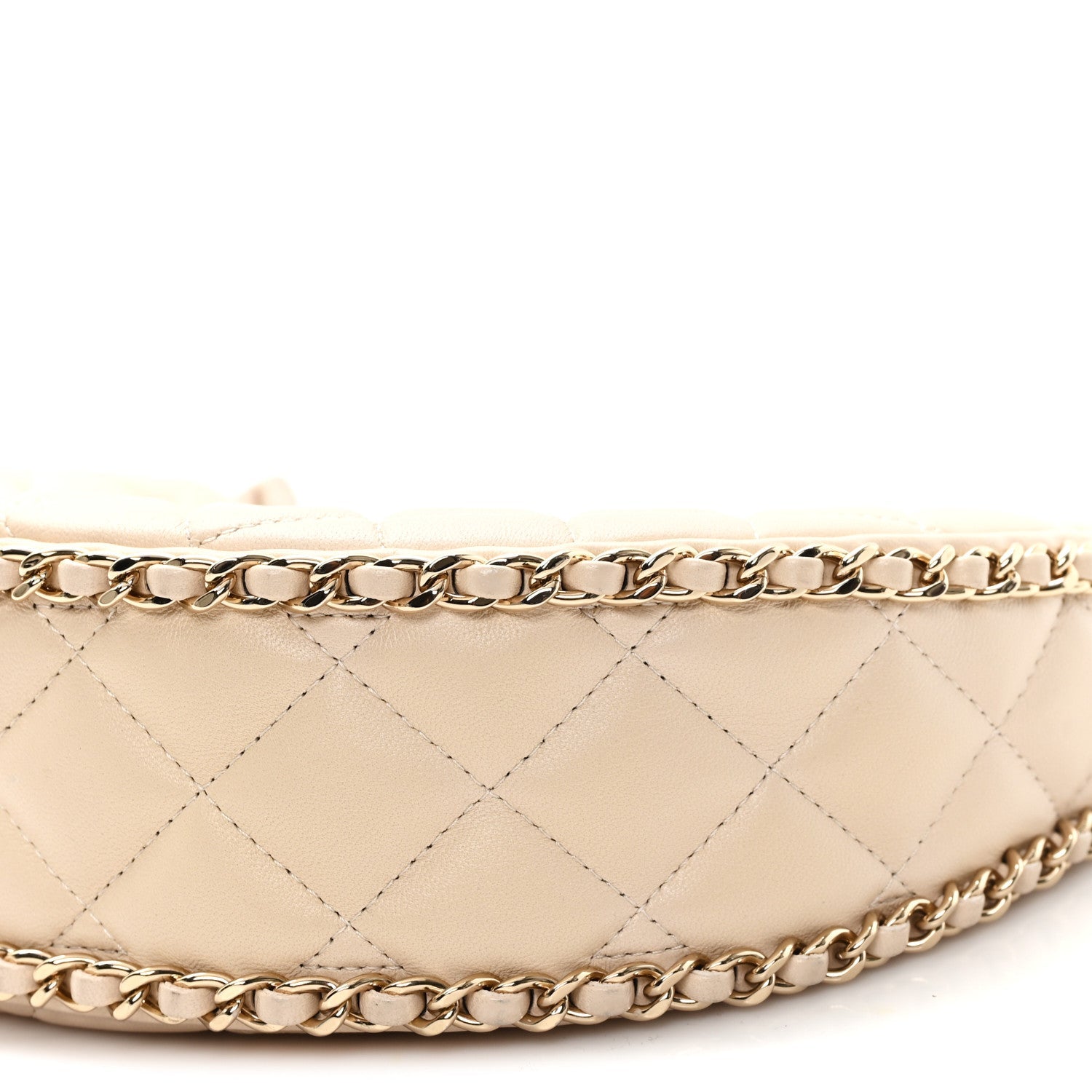 Lambskin Quilted Small Hobo Bag Light Beige