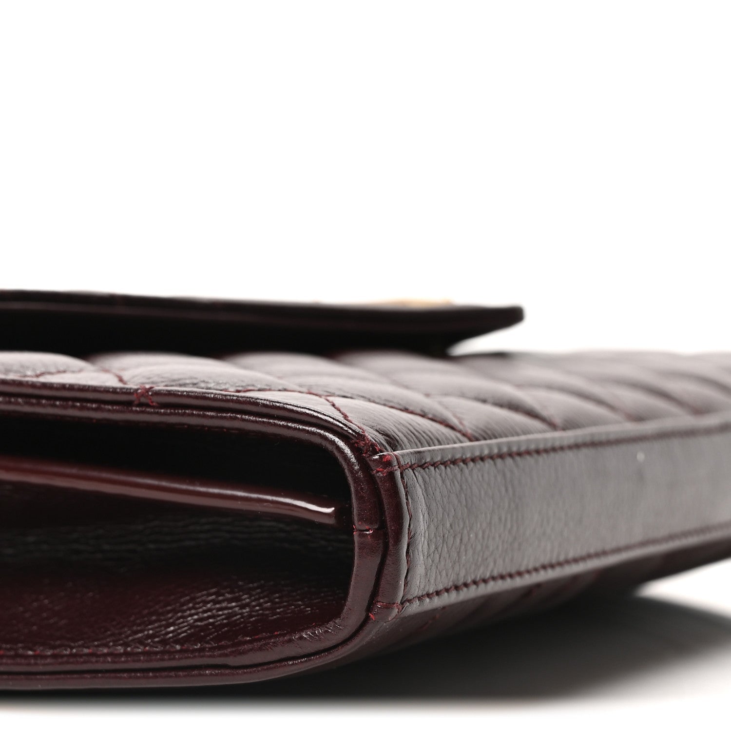 Grained Calfskin Mixed Matelasse Triquilt Monogram Chain Wallet Lava Falls