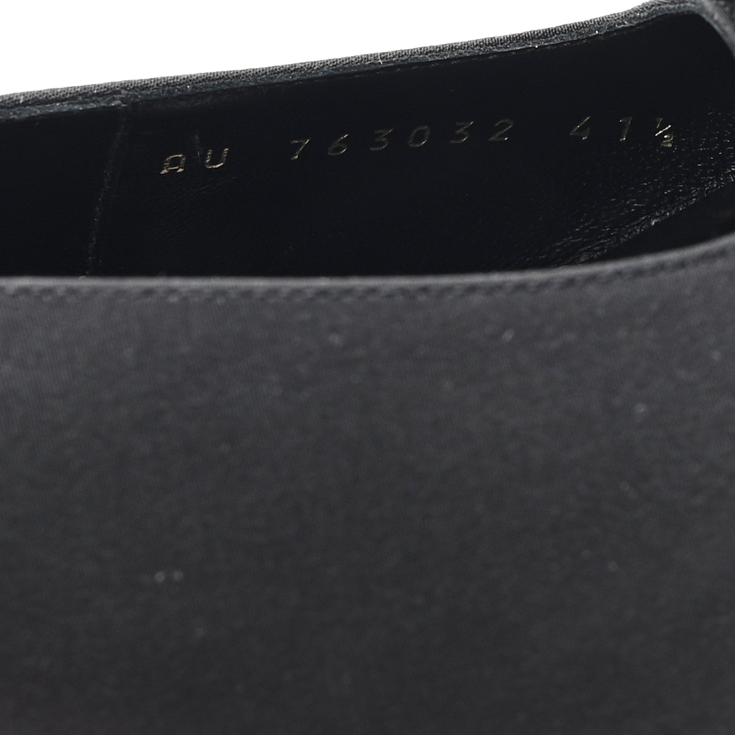Crepe De Chine Crystal Bow Slingback Pumps 41.5 Black