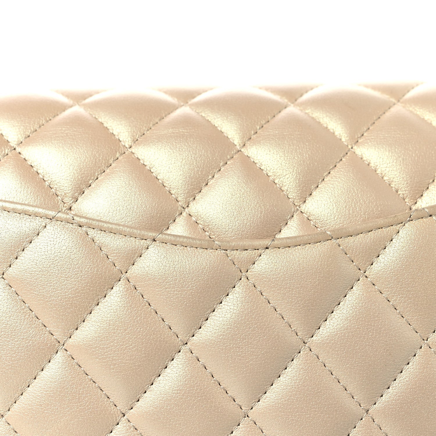 Iridescent Caviar Quilted Medium Double Flap Beige
