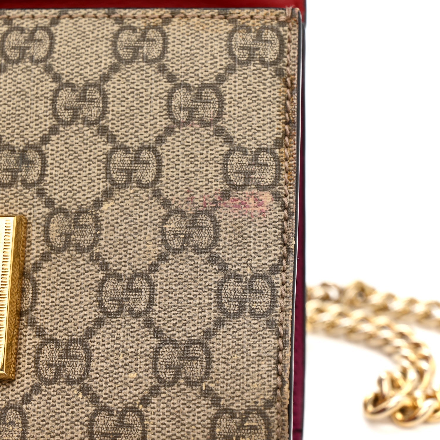 GG Supreme Monogram Calfskin Small Padlock Shoulder Bag Beige Hibiscus Red New Rosette