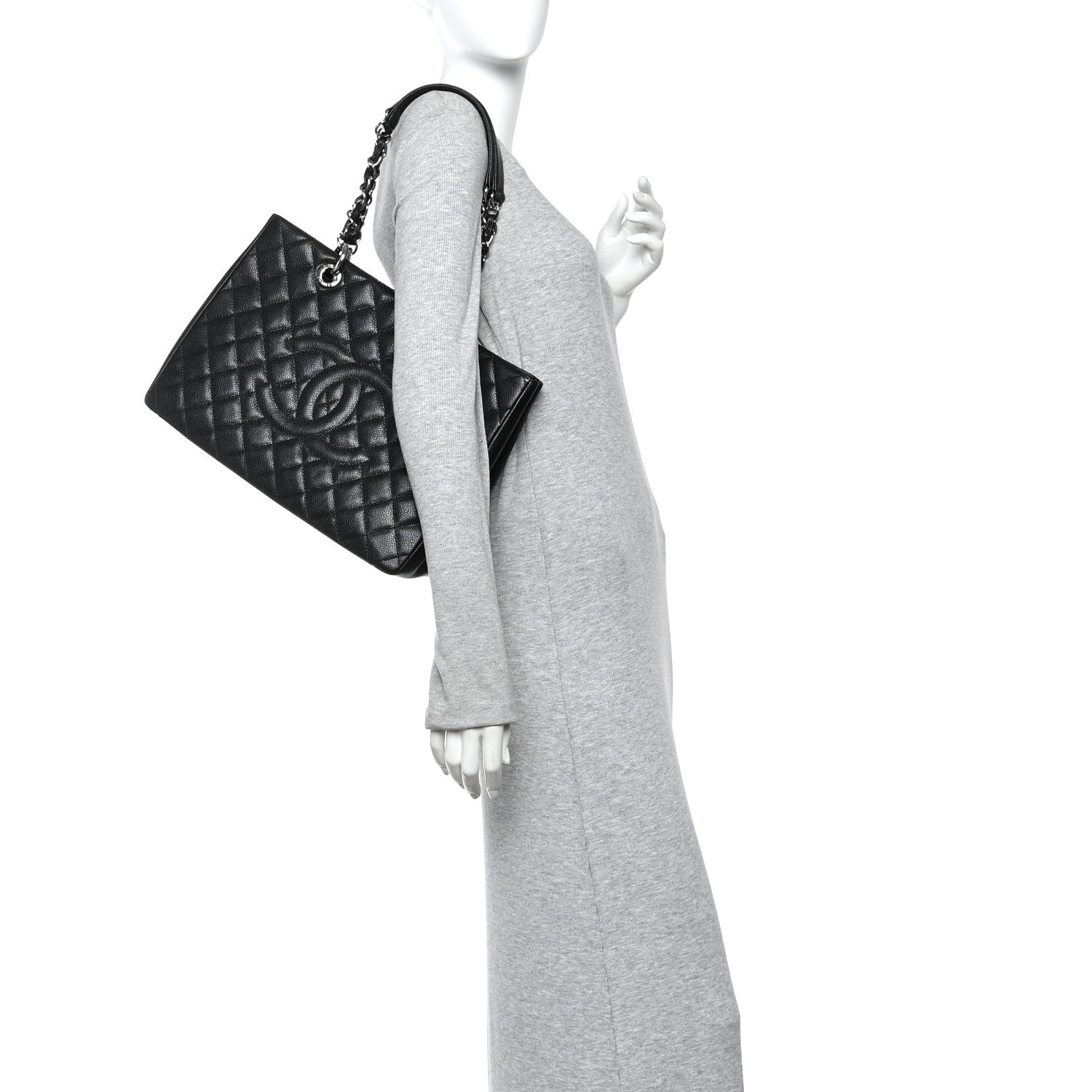 Caviar Quilted Grand Shopping Tote GST Black