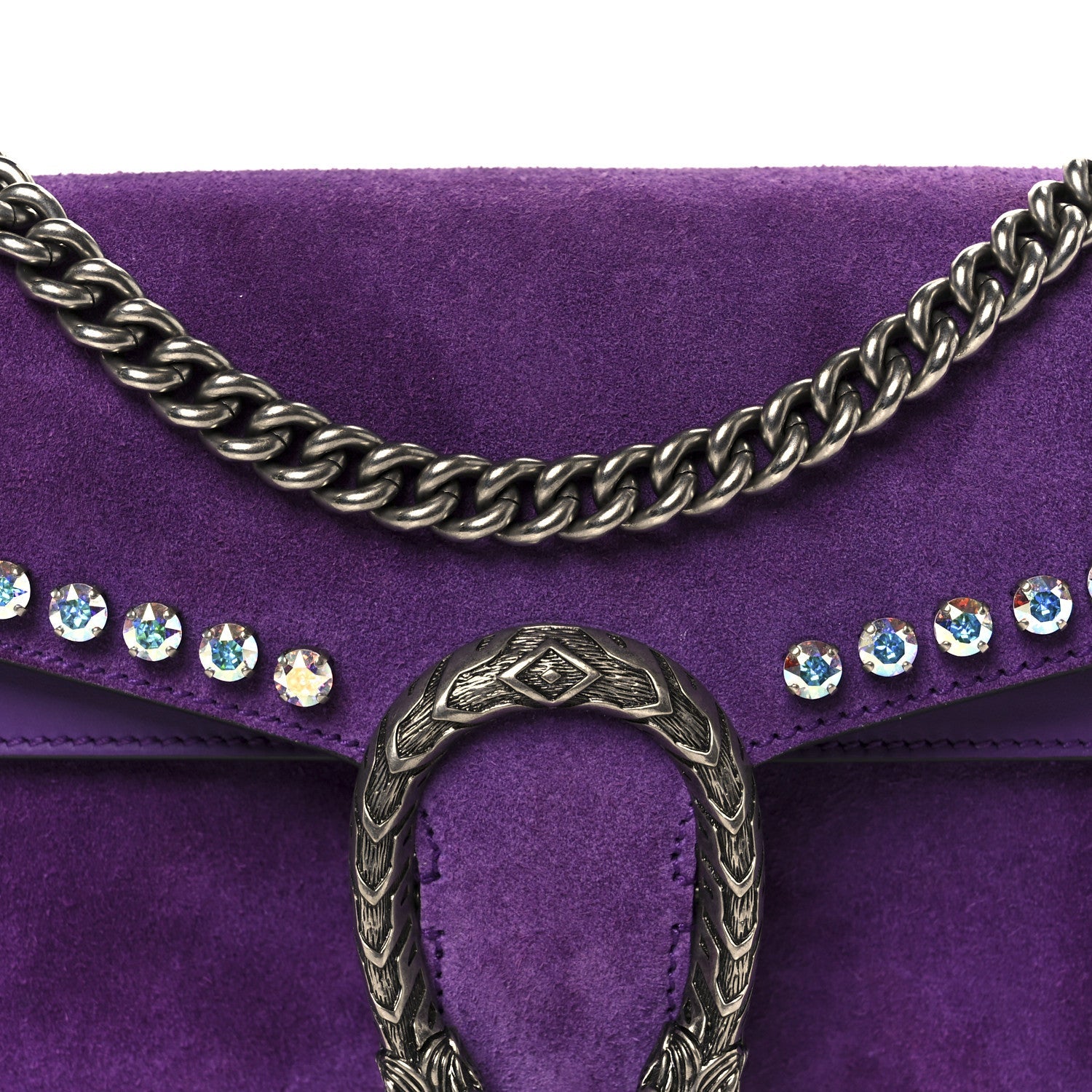Suede Crystal Small Dionysus Shoulder Bag Bright Purple