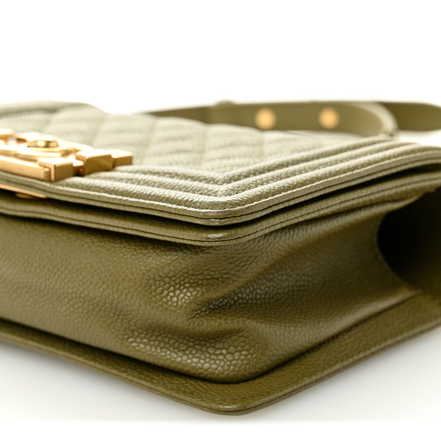 Caviar Quilted Small Boy Flap Green