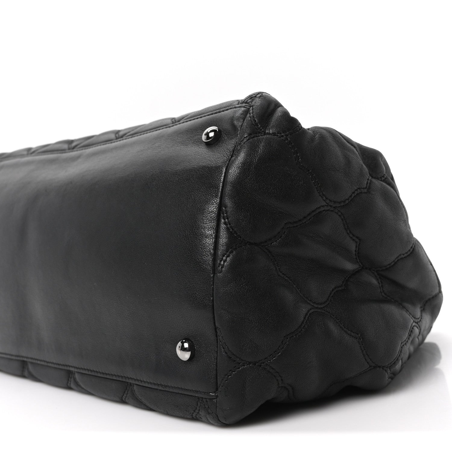 Lambskin Cells Accordion Tote Black