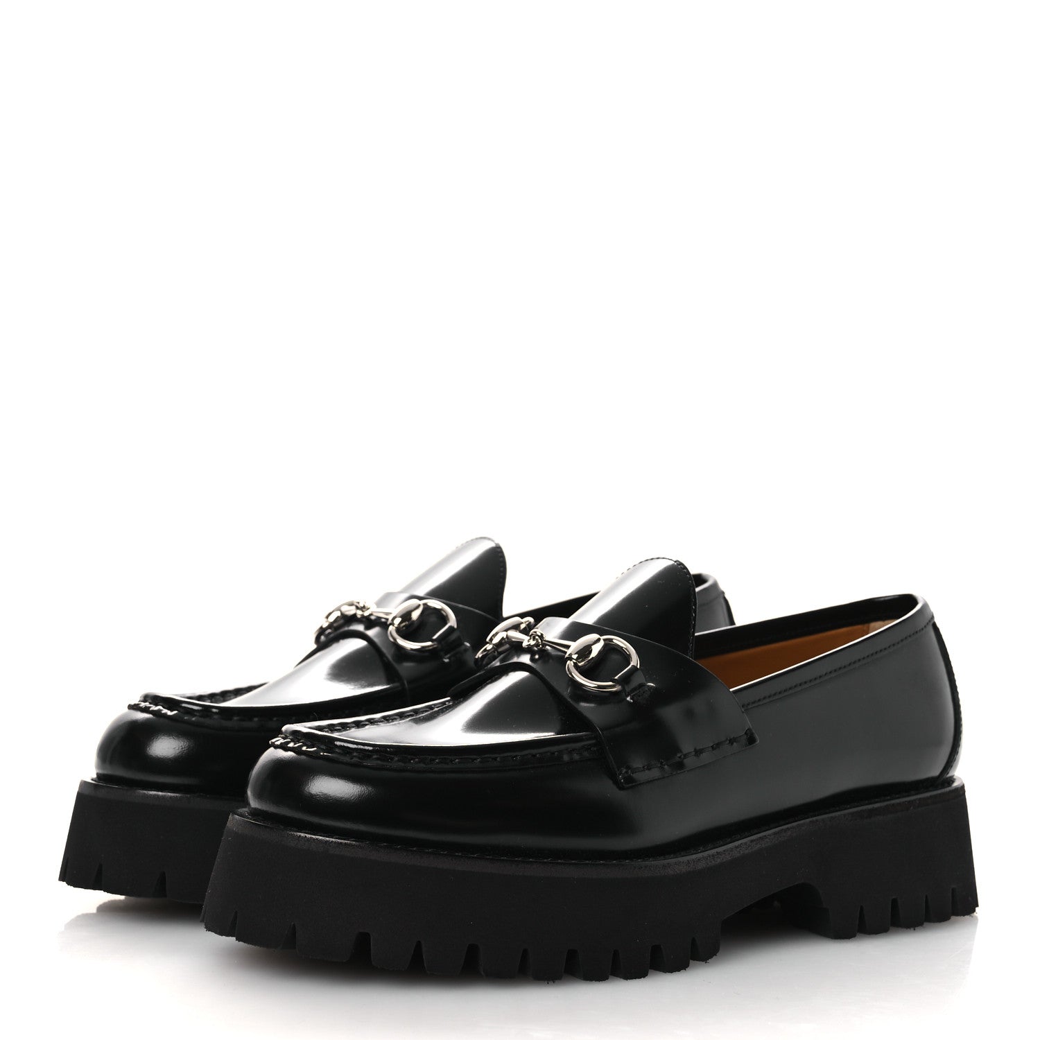 Cordovan Lux Womens Horsebit 45mm Platform Loafers 38.5 Black