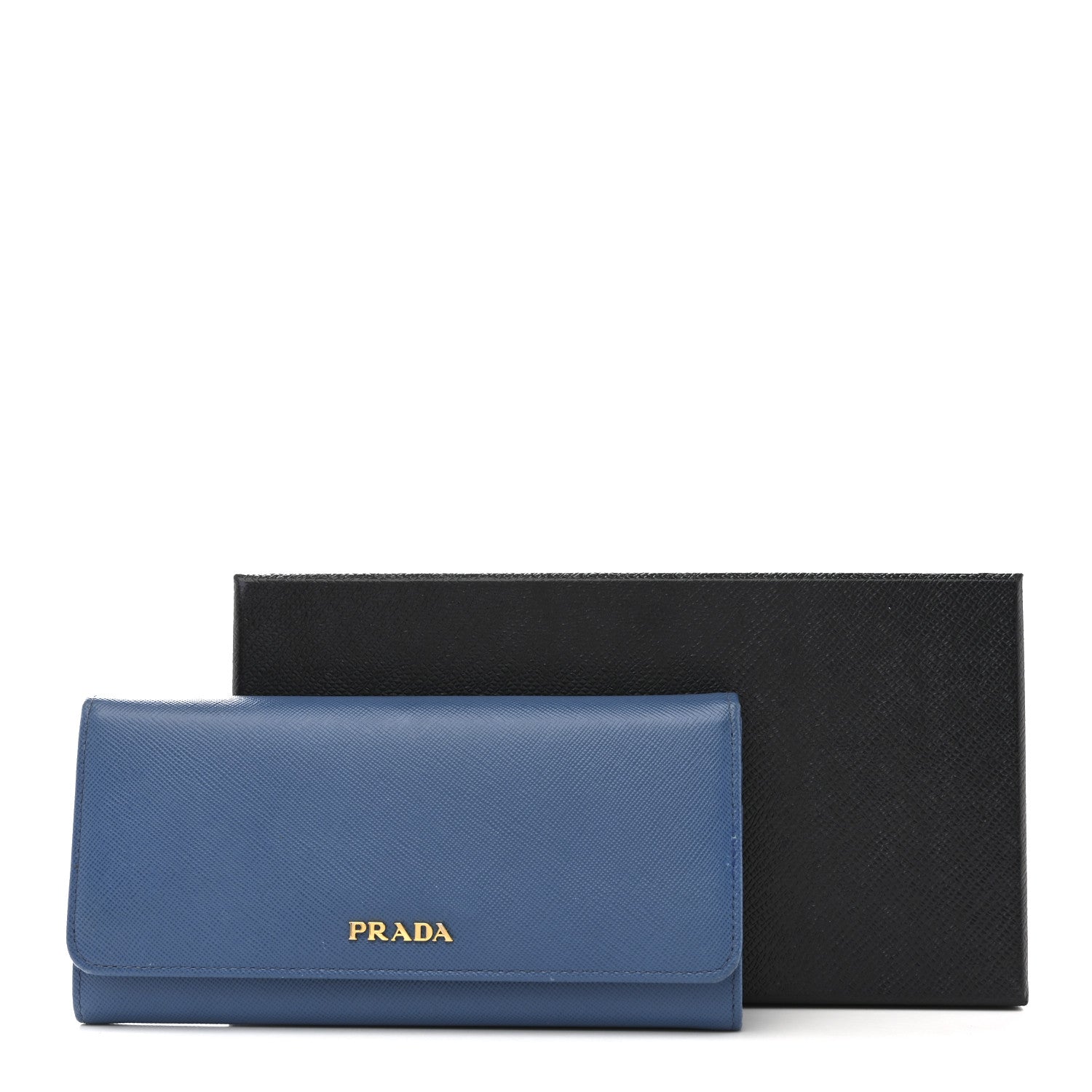 Saffiano Bi-Color Metal Continental Flap Wallet Cobalto Black