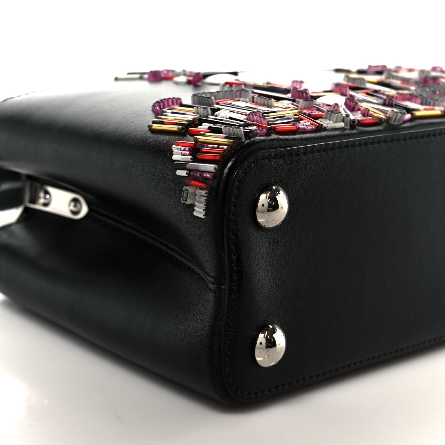 Calfskin Karung Beaded Shanghai Skyline Capucines BB Black