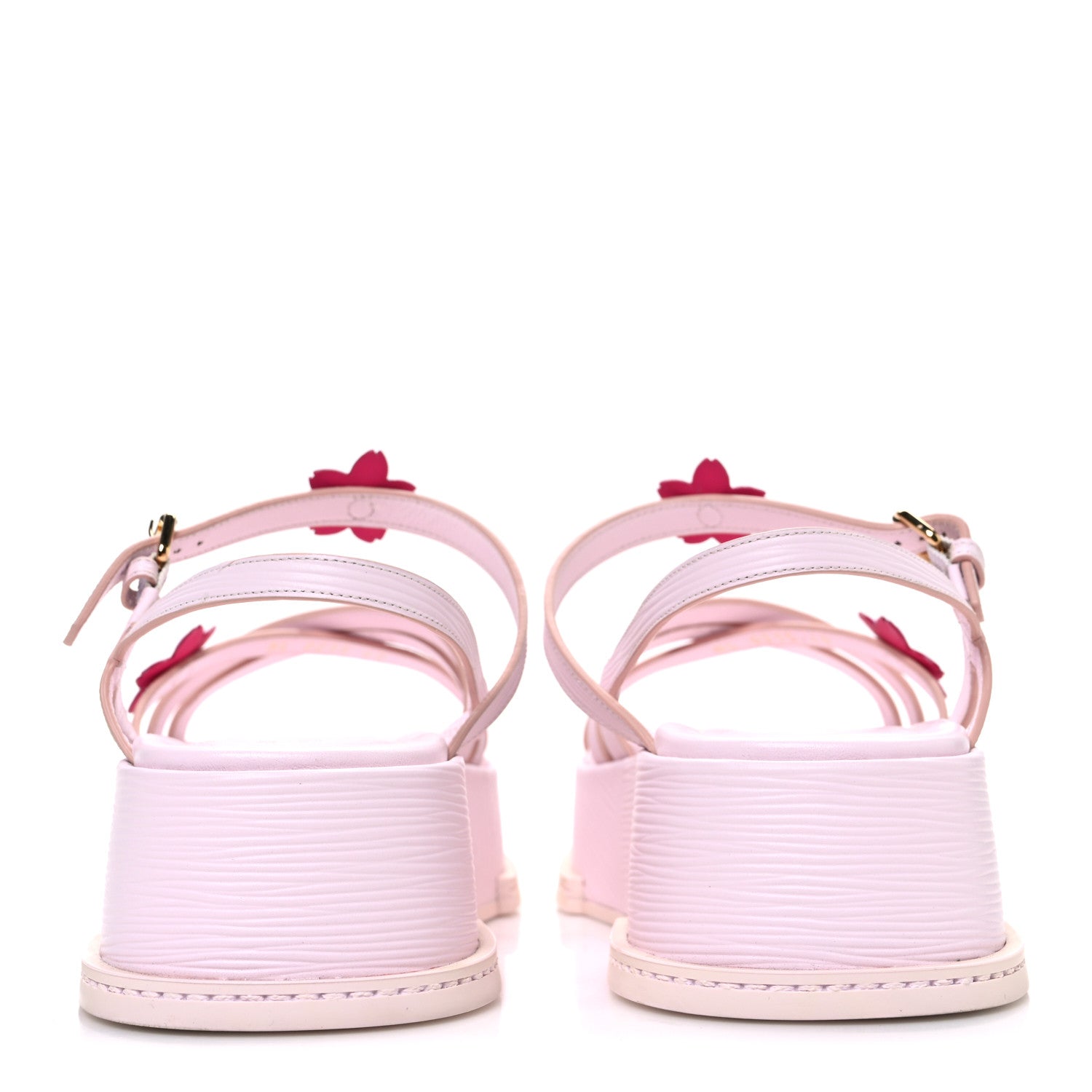 LV X TM Cherry Blossom Calfskin Maya Flatform Sandals 40 Light Pink