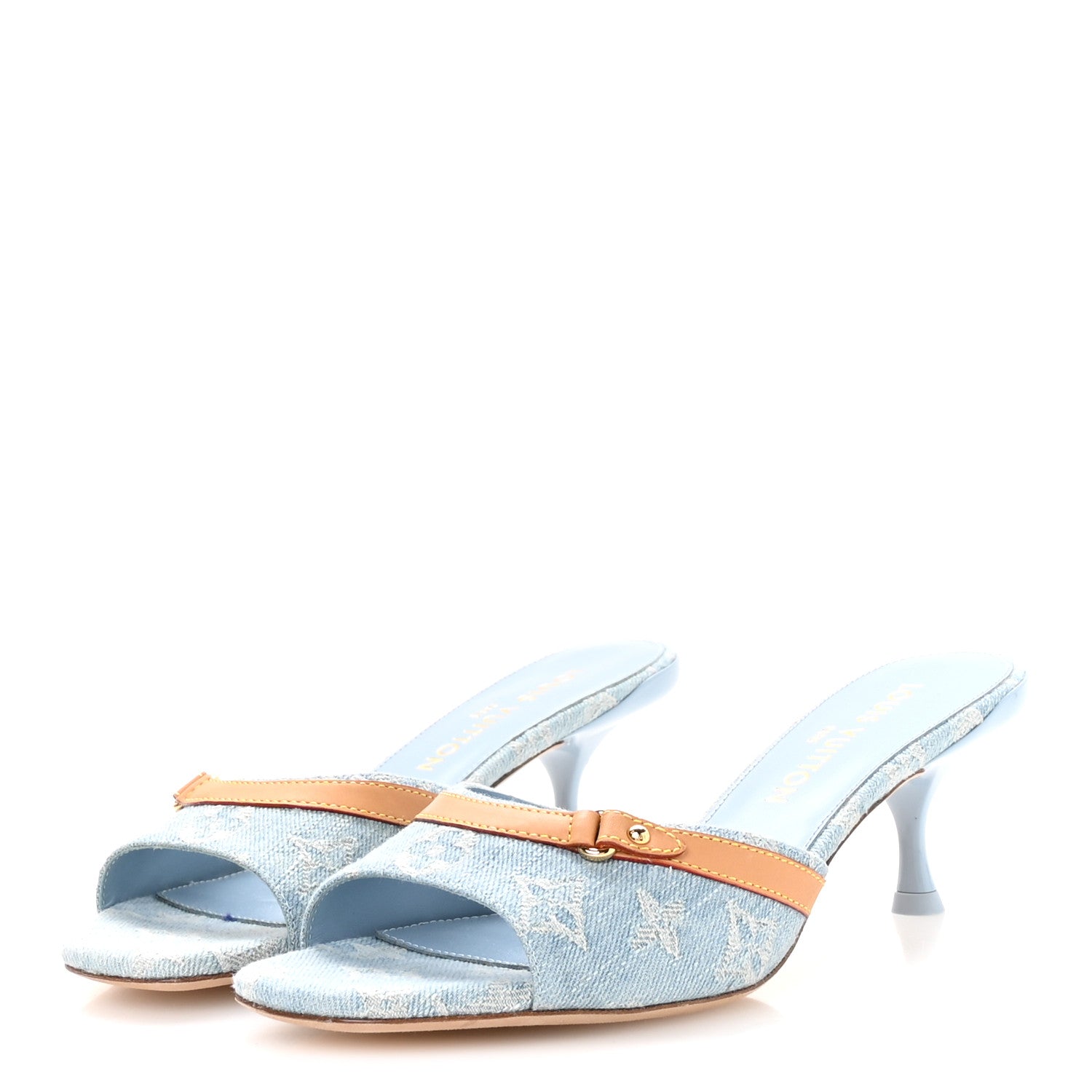 Monogram Denim 6AM Mules 38 Light Blue
