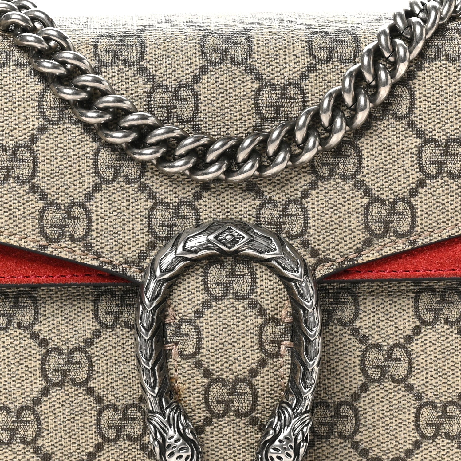 GG Supreme Monogram Mini Dionysus Shoulder Bag Hibiscus Red