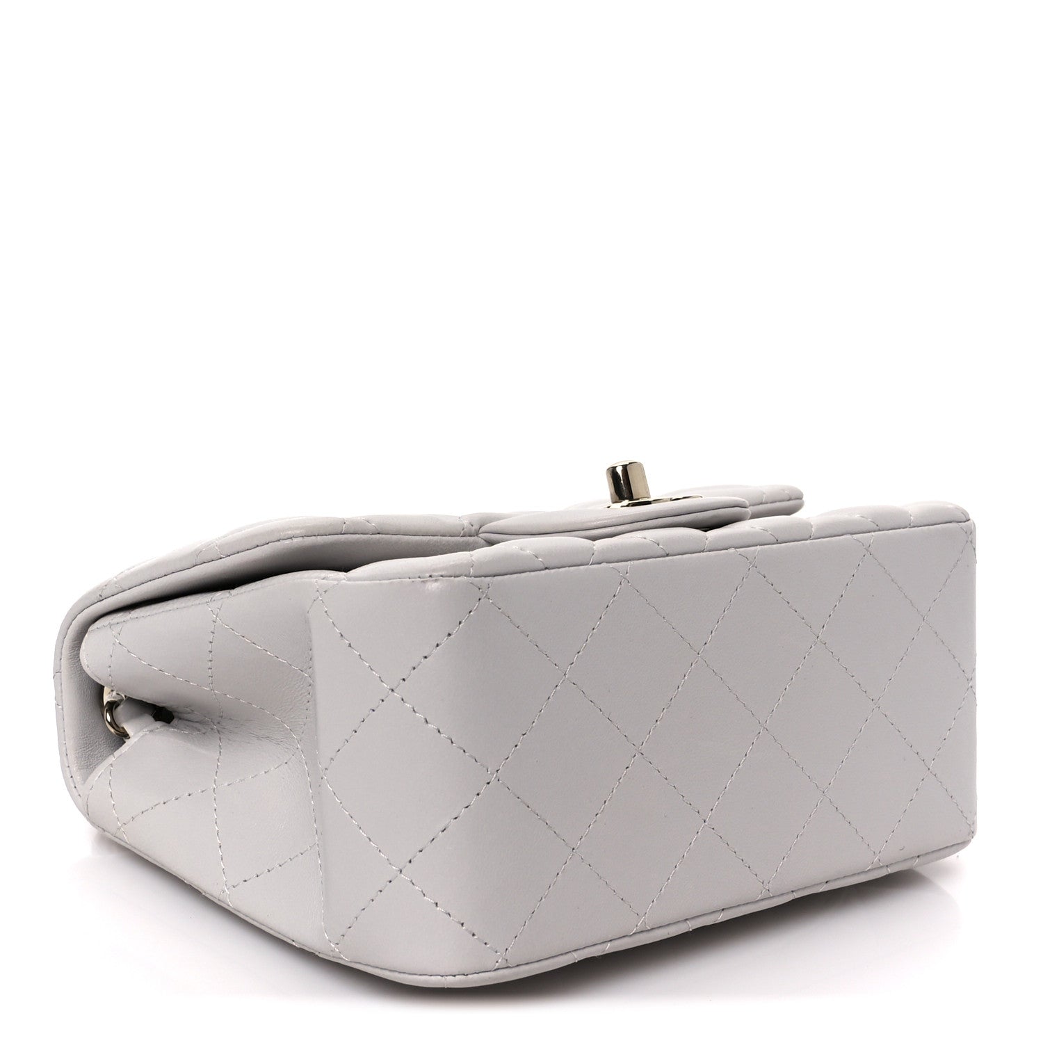 Lambskin Quilted Mini Square Flap Light Grey