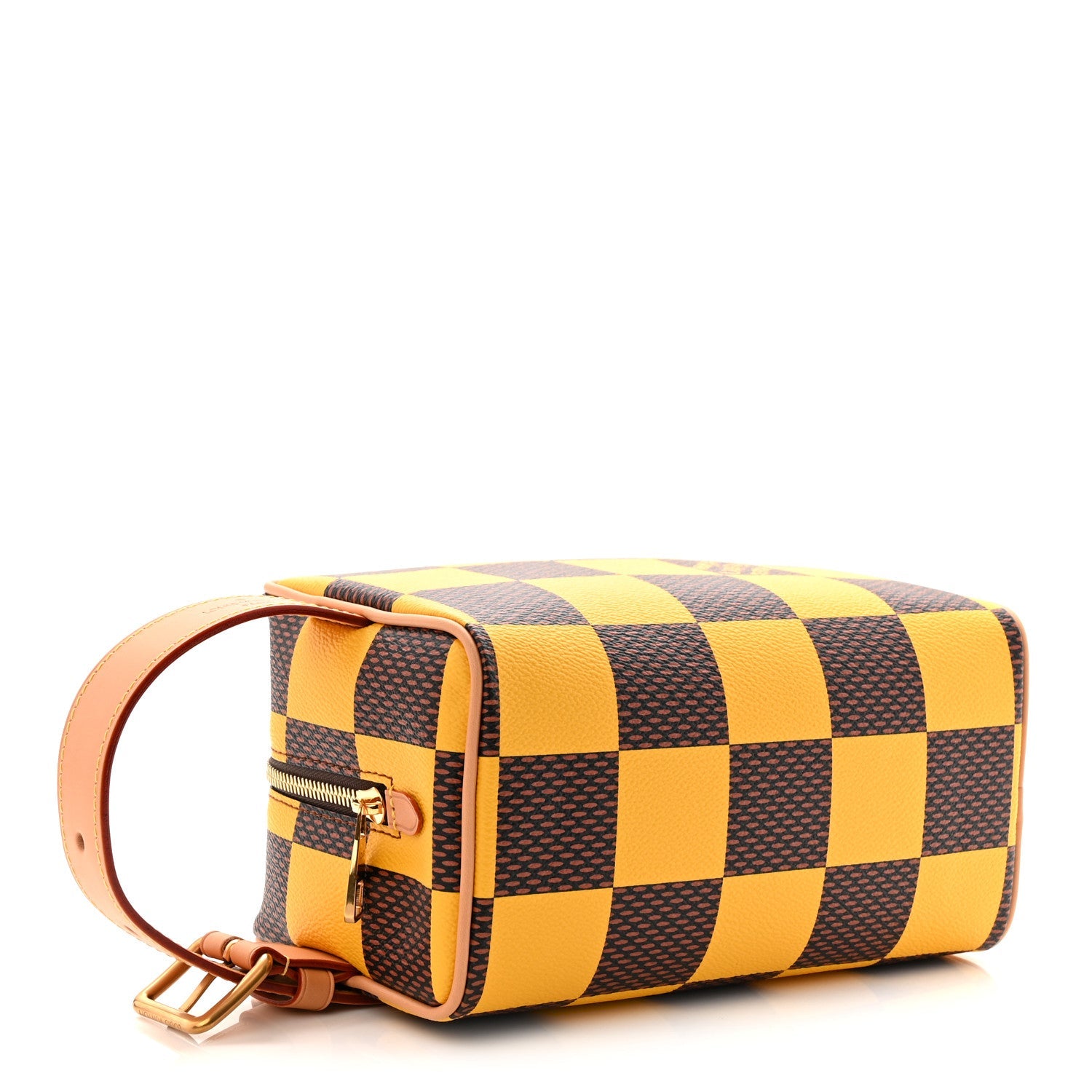 Damier Pop Dopp Kit Toilet Pouch Jaune Mat