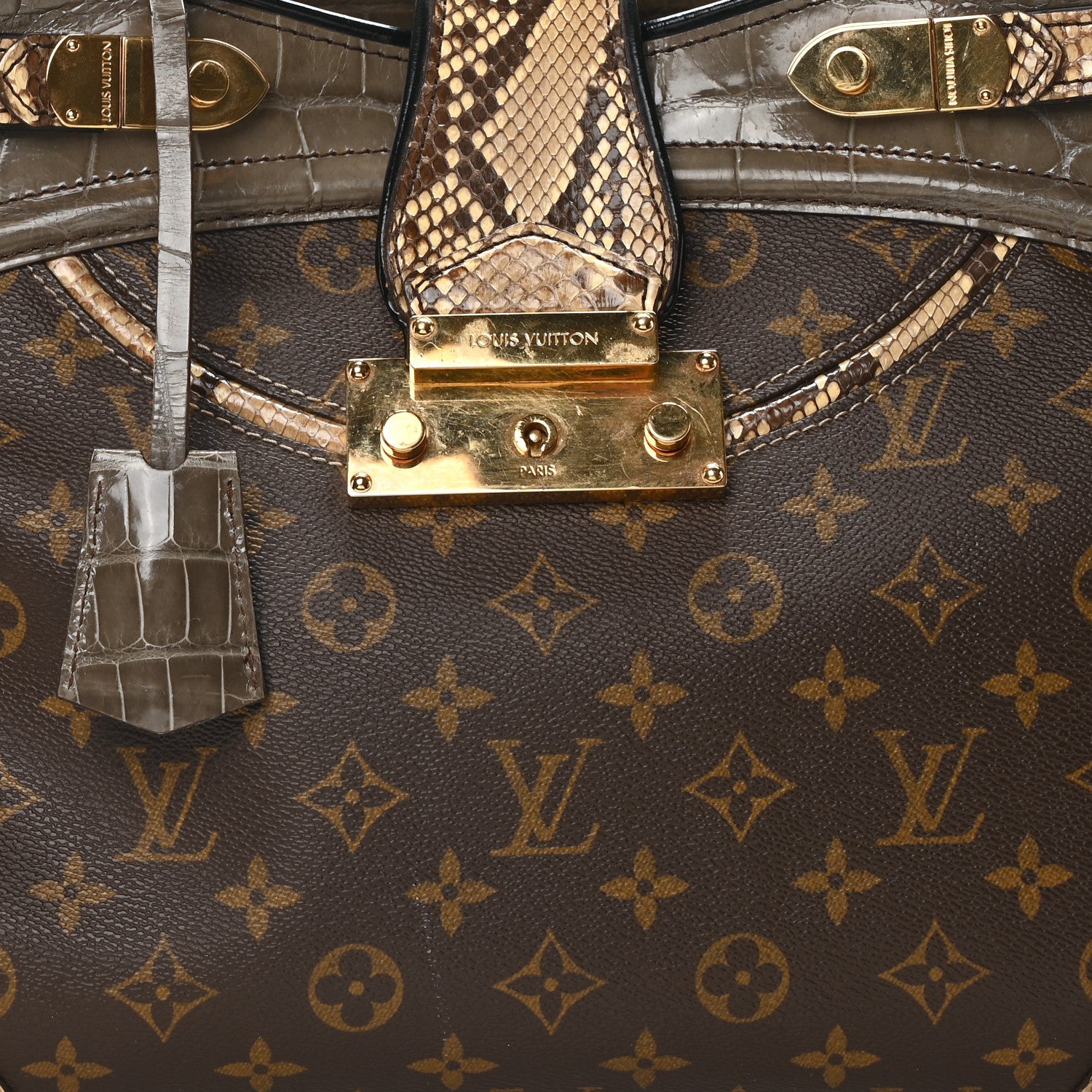 Monogram Snakeskin Alligator Monogramissime Exotic Shopper GM Gris