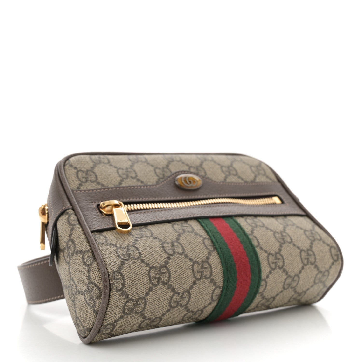 GG Supreme Monogram Web Small Ophidia Belt Bag 85 34 Dark Brown