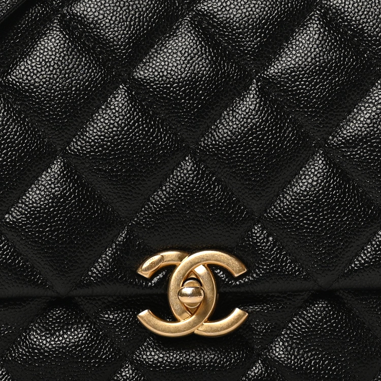 Shiny Caviar Quilted Large Chain Melody Flap Black