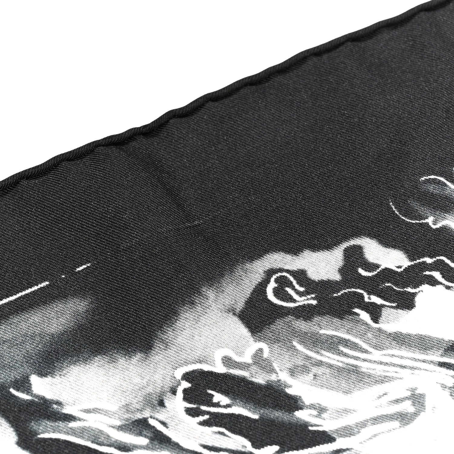 Silk CC Square Scarf Black White