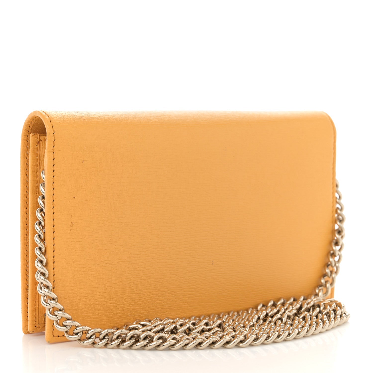 Textured Calfskin Medium Betty Chain Wallet Yellow