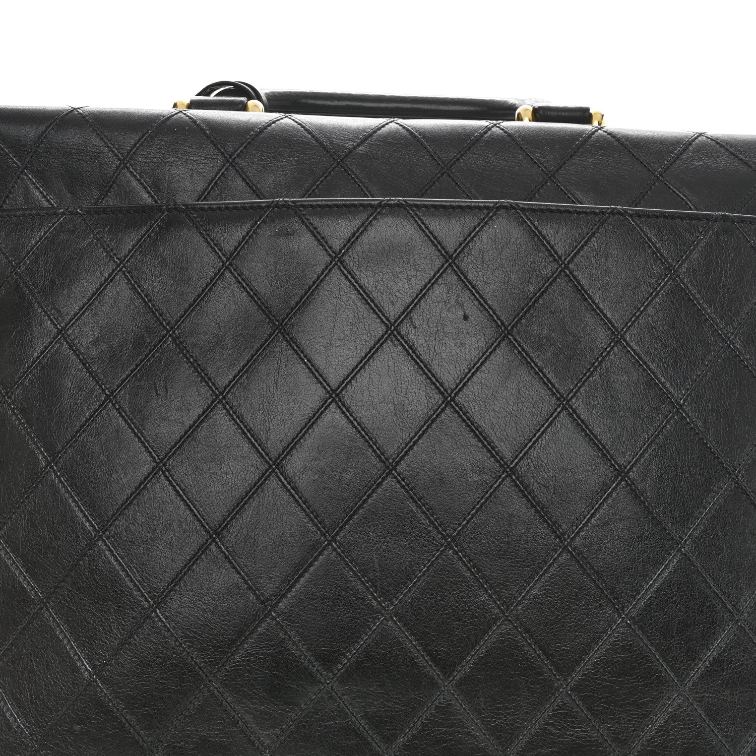 Lambskin Stitched Briefcase Bag Black