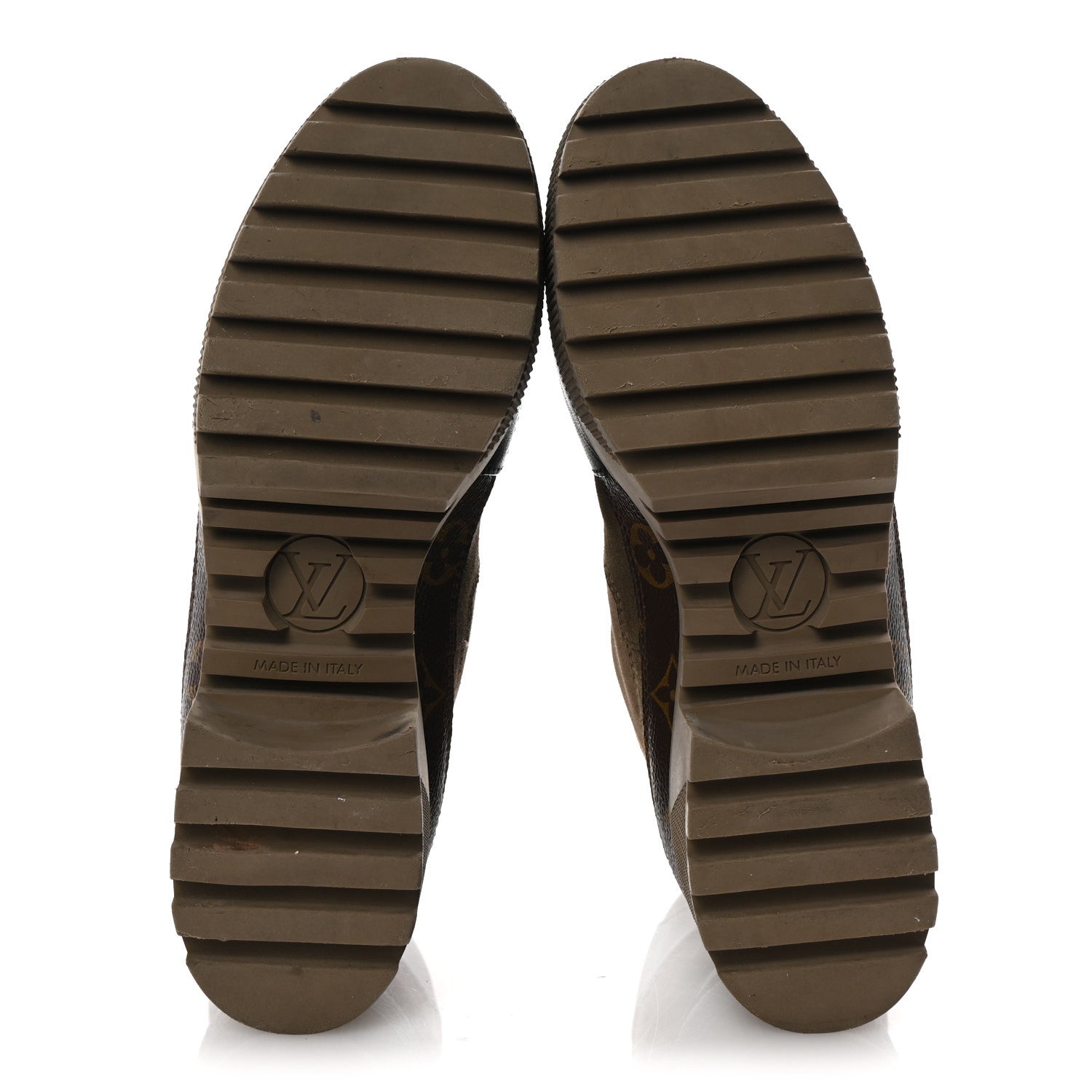 Suede Calfskin Monogram Laureate Platform Desert Boots 37.5 Taupe