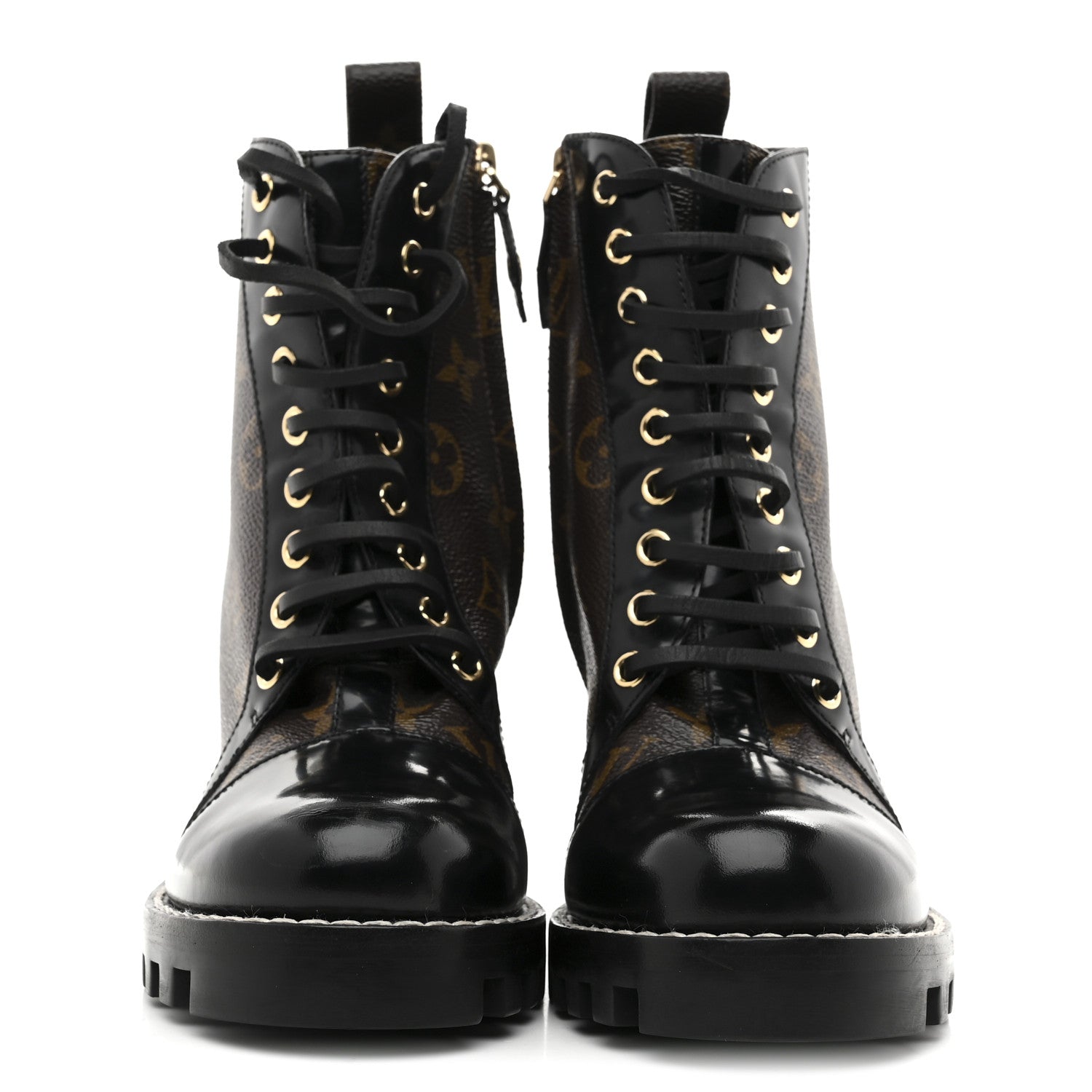 Patent Calfskin Monogram Star Trail Ankle Boots 37.5 Black