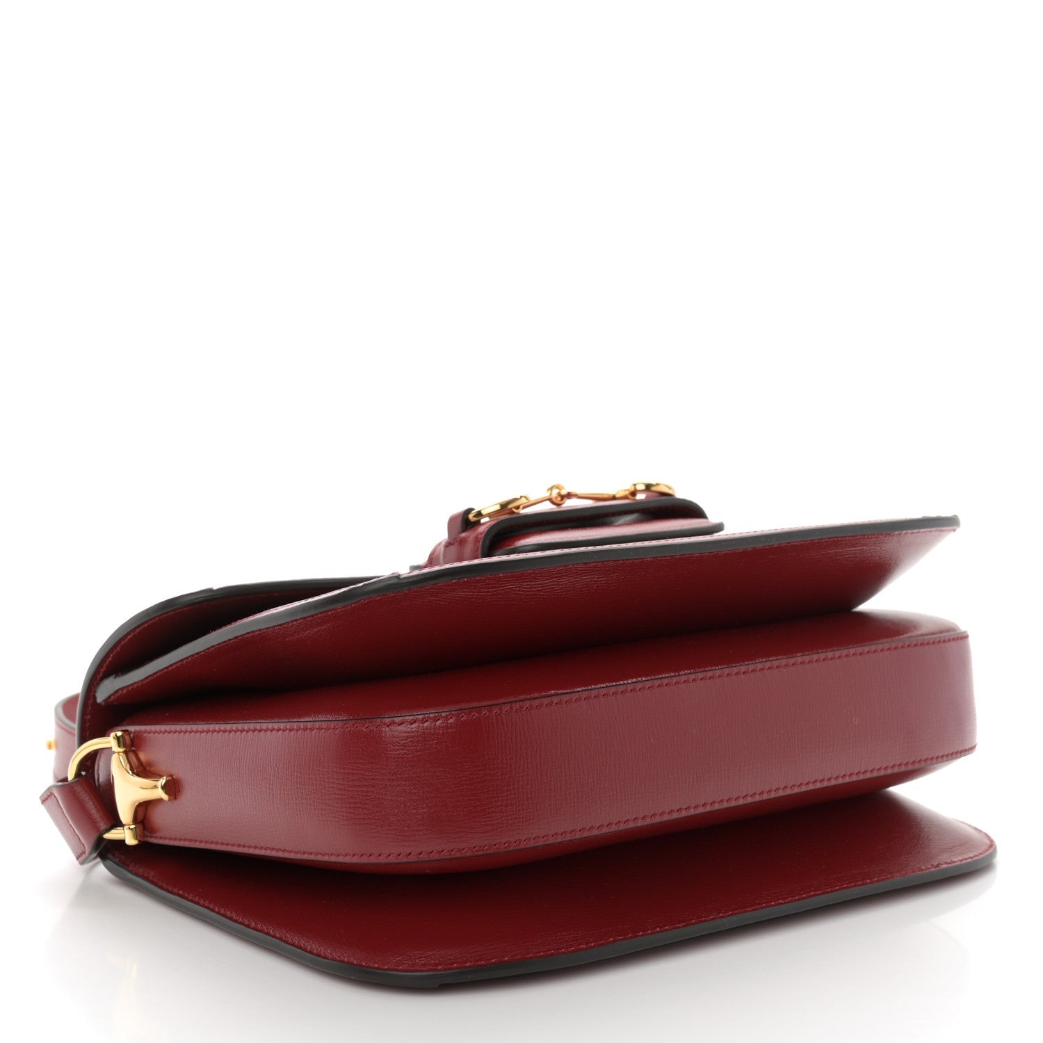 GG Supreme Monogram Azalea Calfskin Horsebit 1955 Shoulder Bag Beige Ebony New Cherry Red