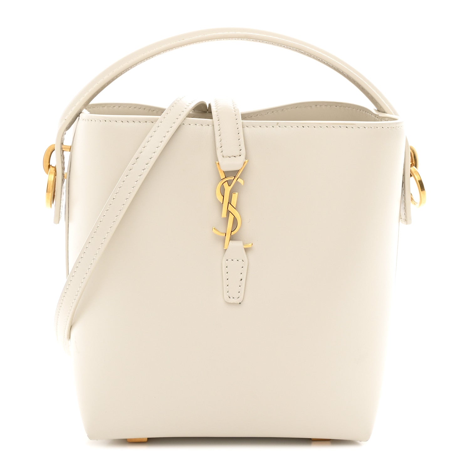 Shiny Calfskin Le 37 Mini Bucket Bag Blanc Vintage