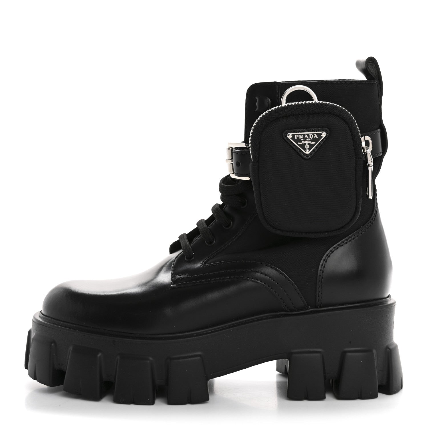 Spazzolato Rois Nylon Metal Triangle Logo Monolith Pouch Pocket 55mm Boots 36.5 Black