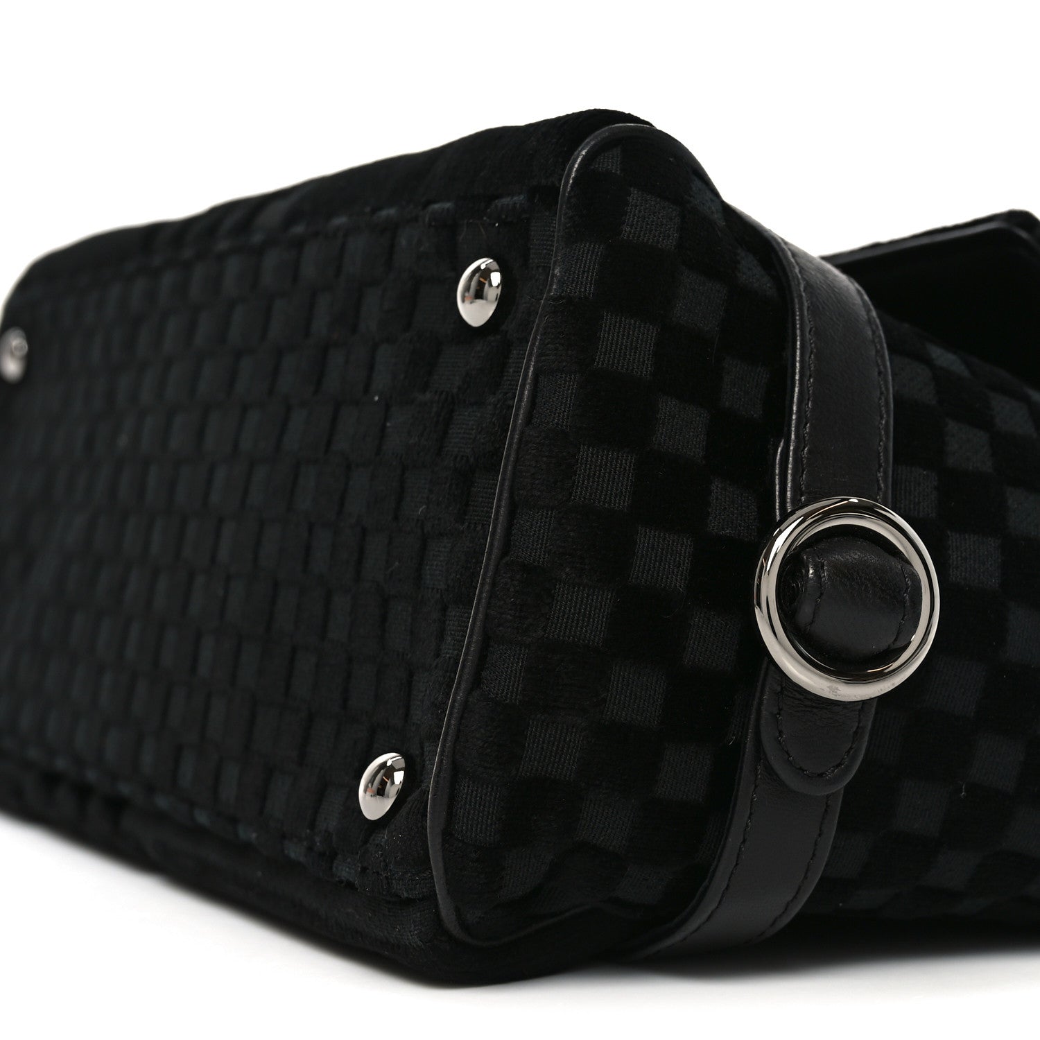 Velvet Checkered Flap Bag Black