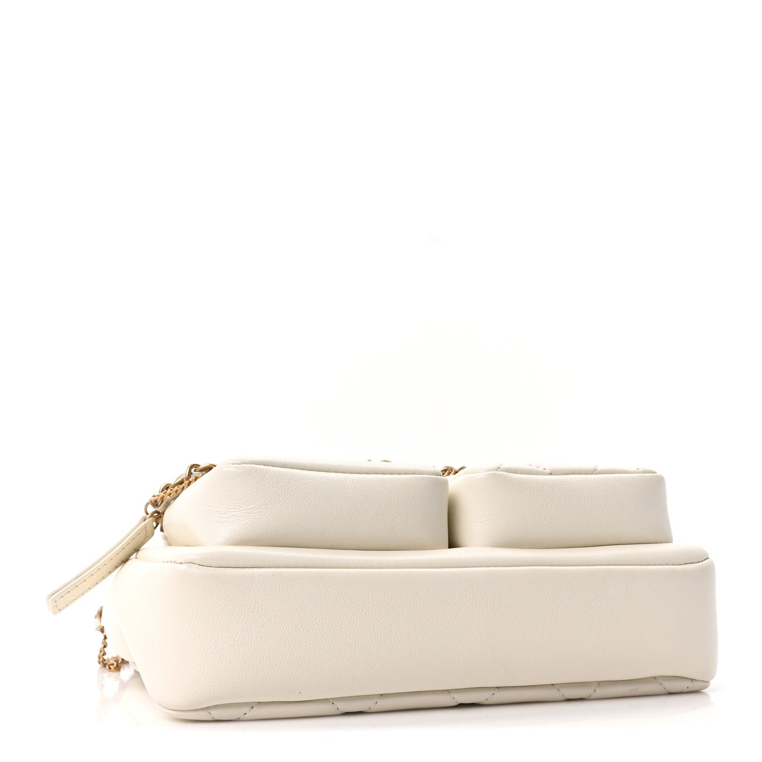 Calfskin Quilted Small Camera Case White