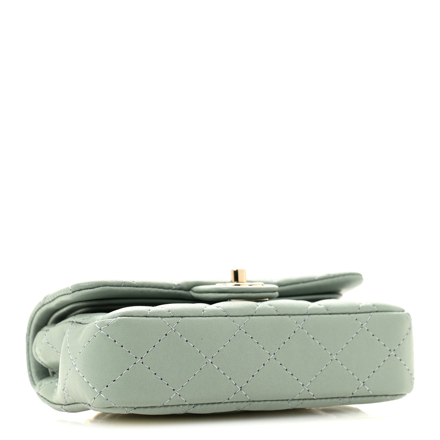 Lambskin Quilted Mini Flap Bag Charm With Hook Light Green