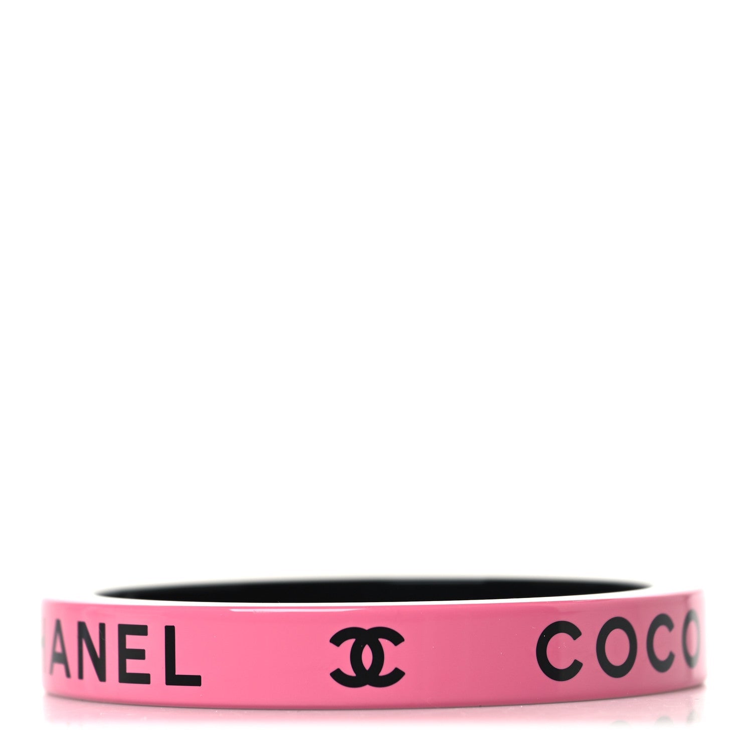 Resin Logo Bangle Bracelet Pink Black