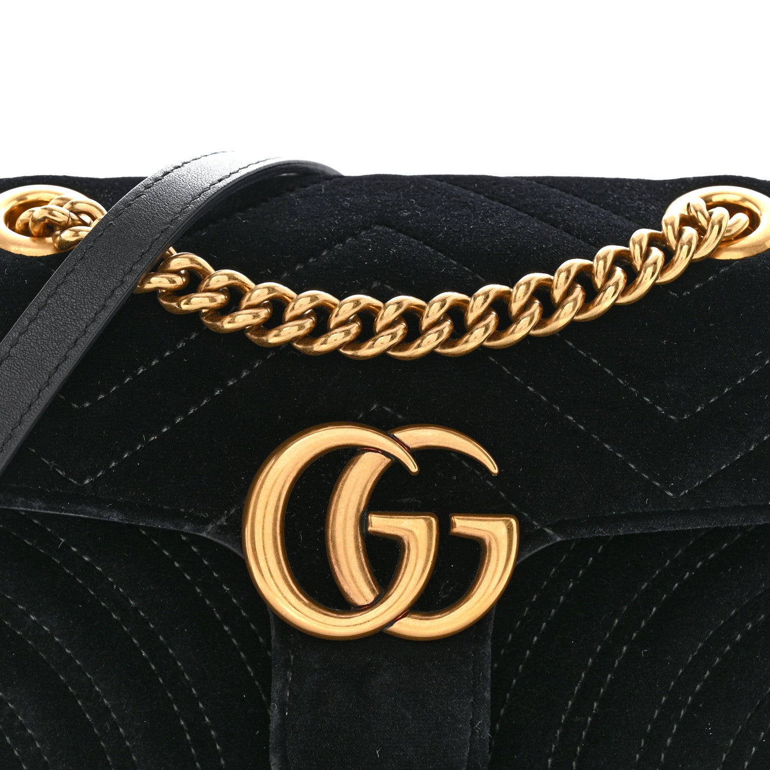Velvet Matelasse Small GG Marmont Shoulder Bag Black