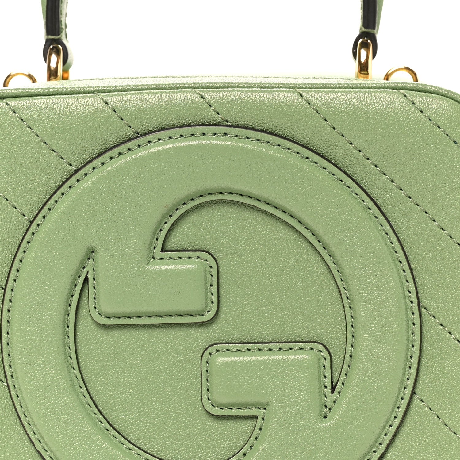 Sakai Be Green Calfskin Diagonal Stitched Small Blondie Shoulder Bag Light Green