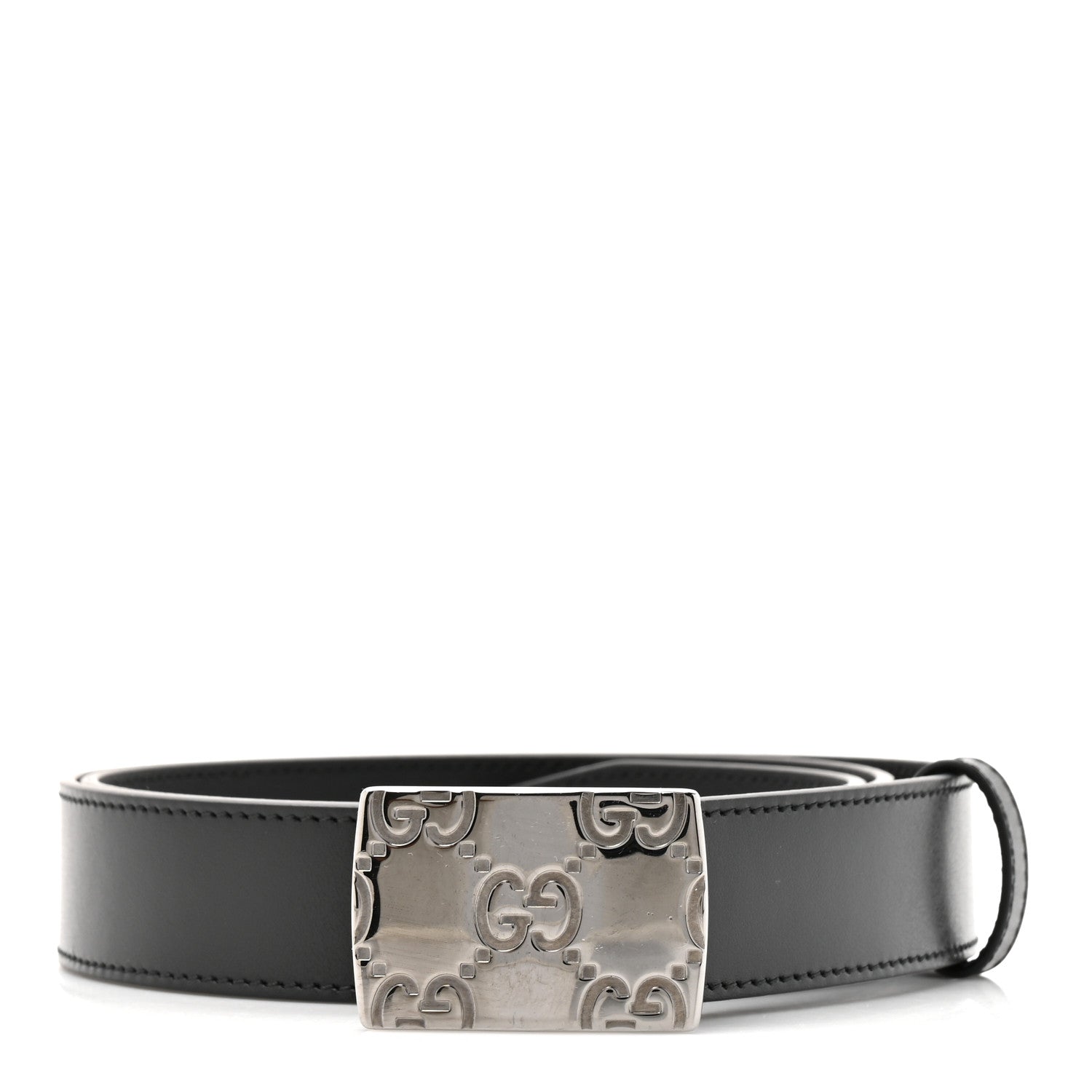 Plutone Calfskin Plaque Interlocking G 30mm Belt 95 38 Black