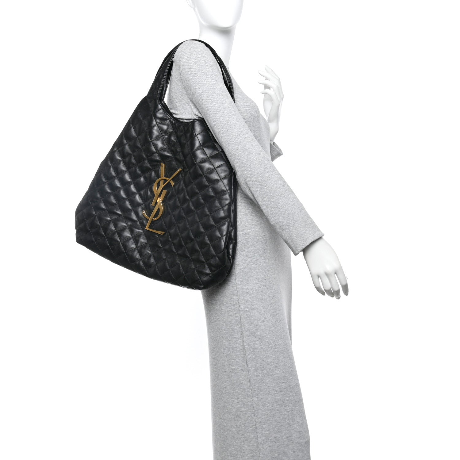 Lambskin Quilted Maxi Icare Shopping Tote Black