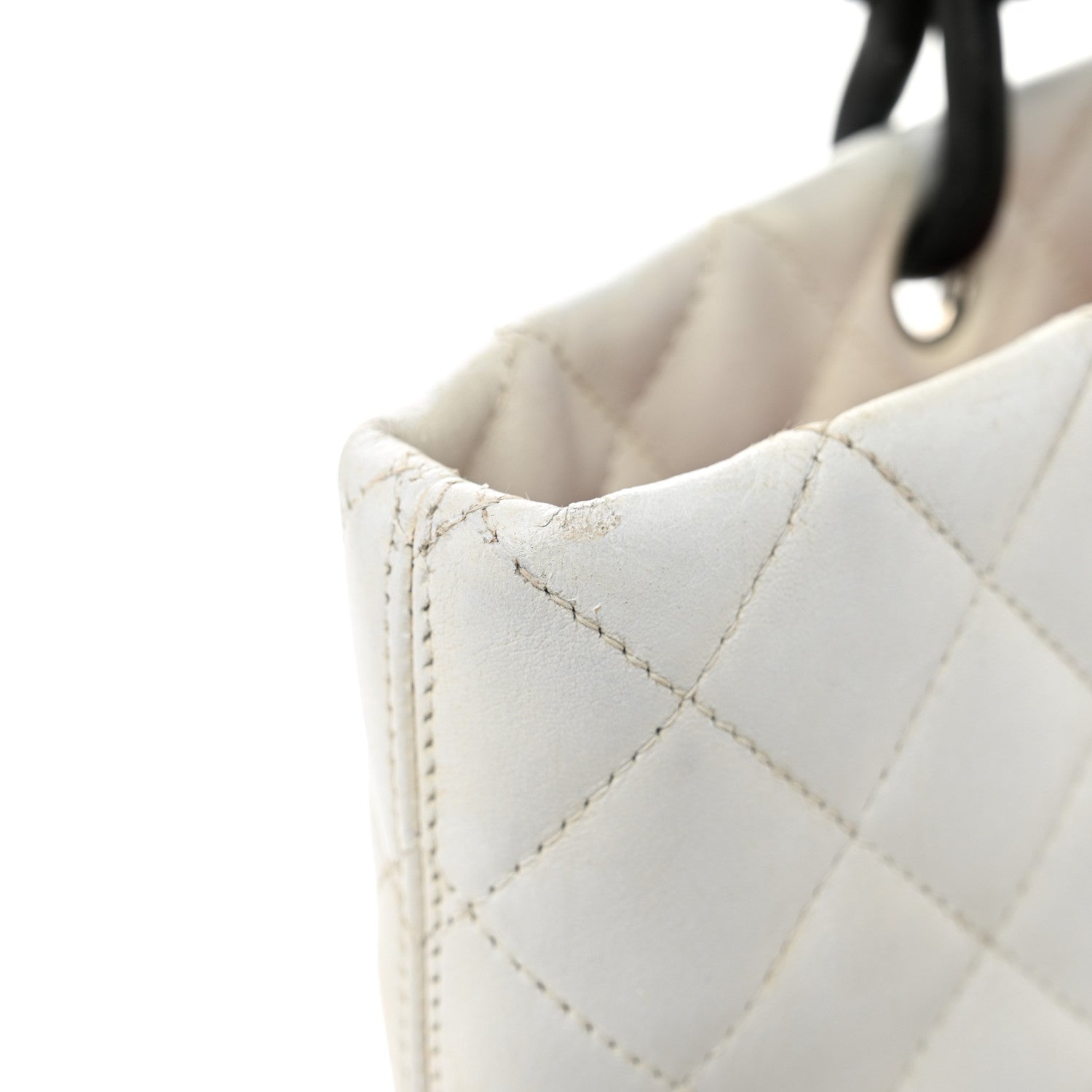 Calfskin Quilted Medium Cambon Tote White Black