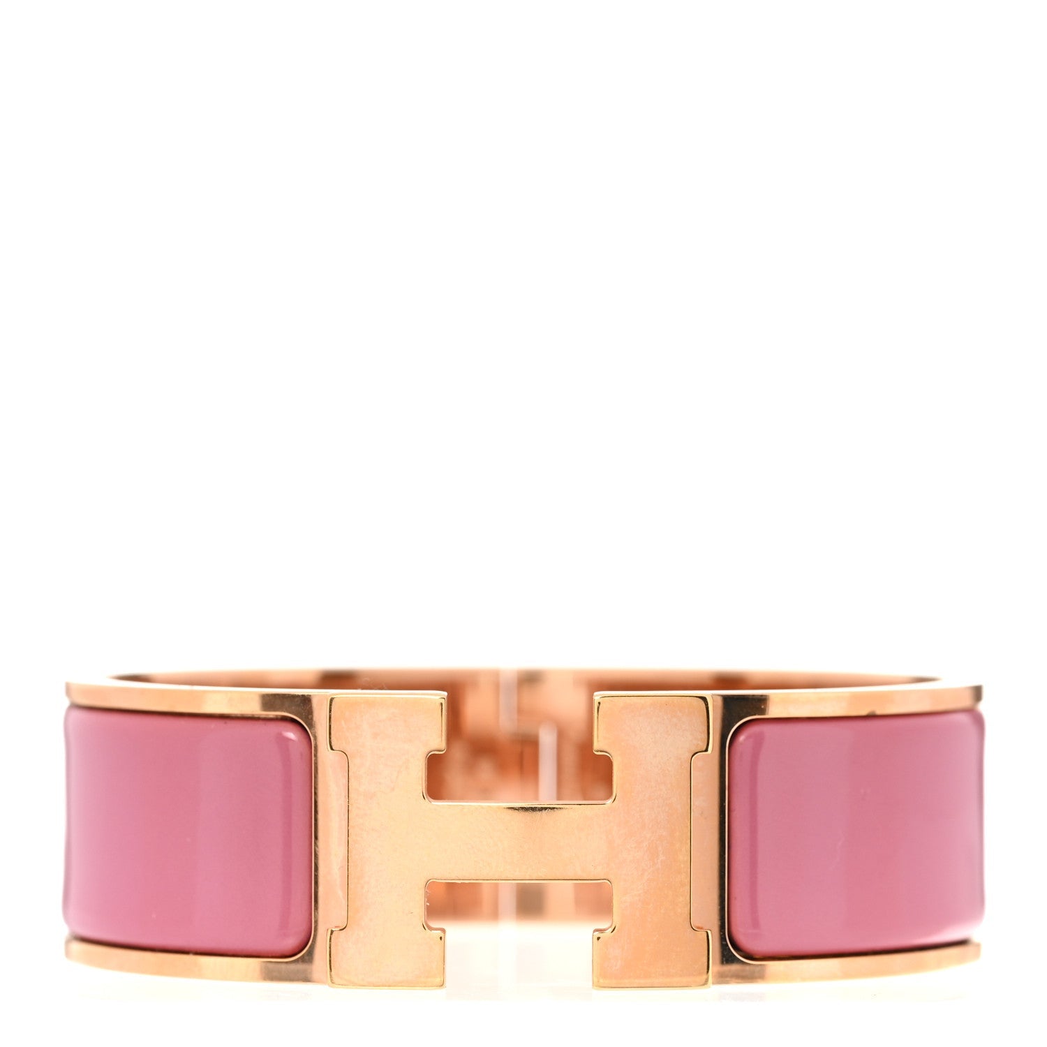Enamel Wide Clic Clac H Bracelet GM Rose Velours