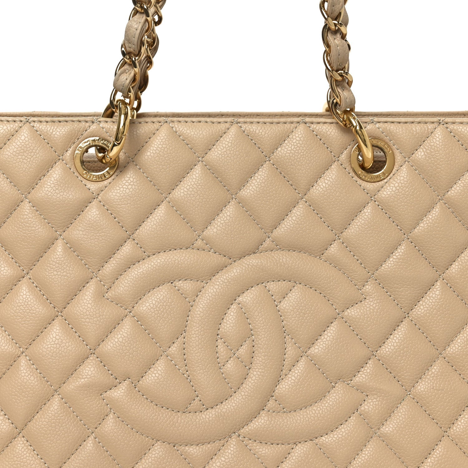Caviar Quilted Grand Shopping Tote GST Beige