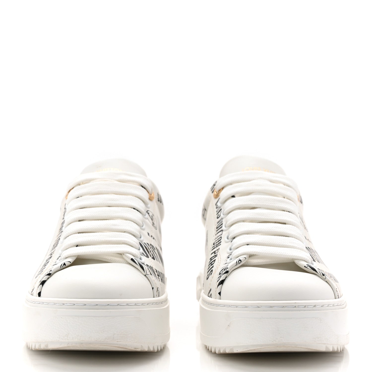 Calfskin Printed Time Out Trainer Sneakers 37 White
