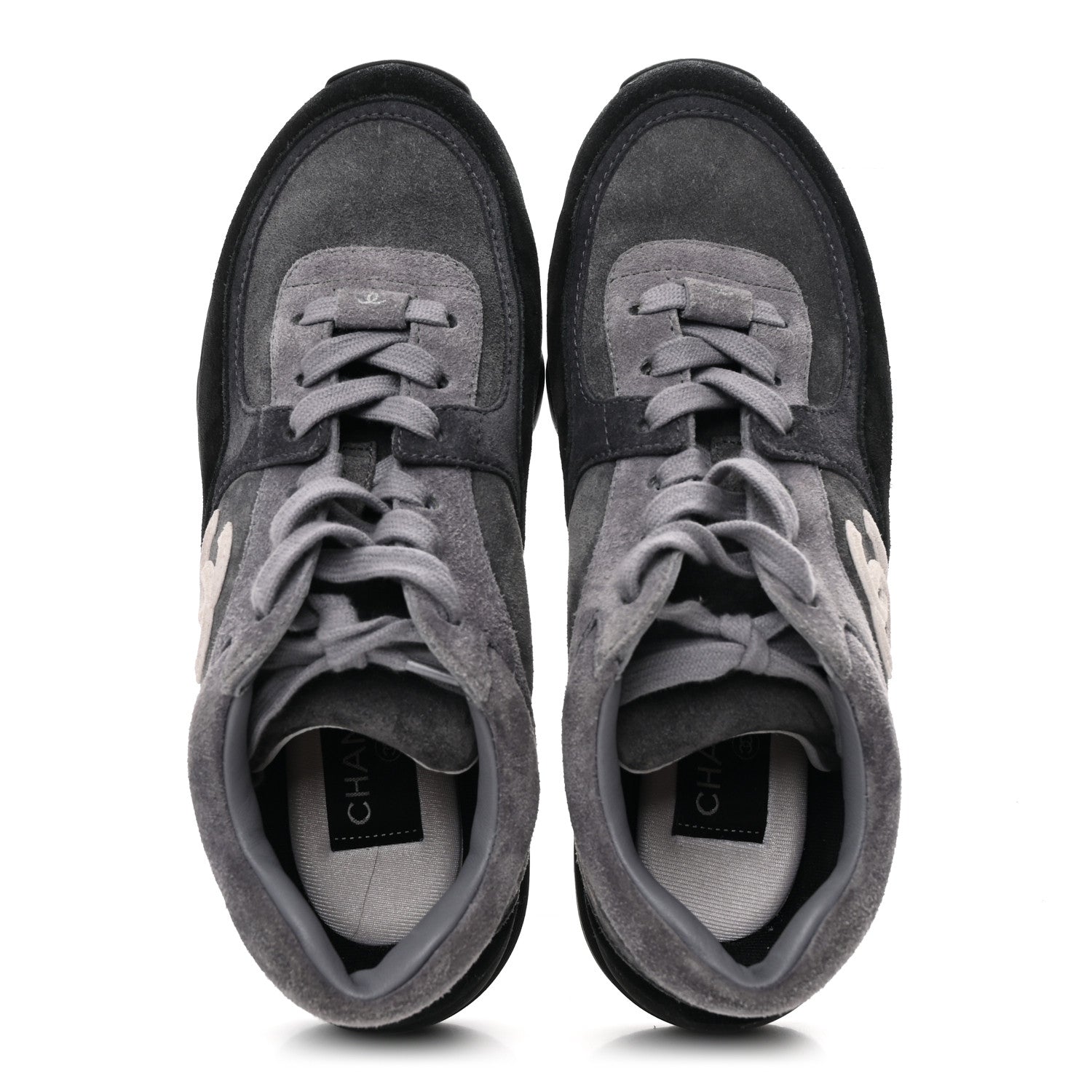 Suede Calfskin CC Sneakers 36.5 Black Grey