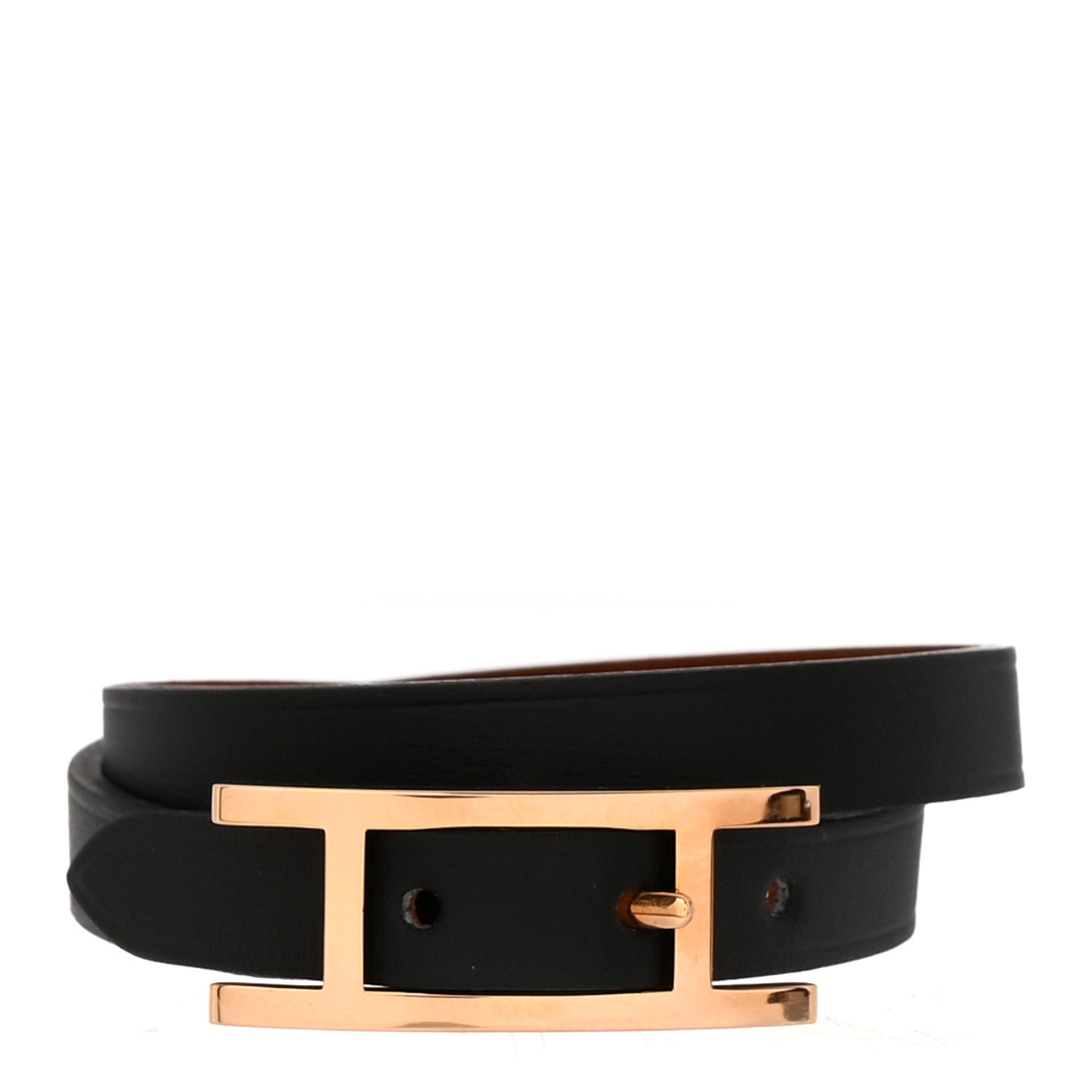 Swift Tadelakt Behapi Double Tour Reversible Bracelet T1 Black Fauve