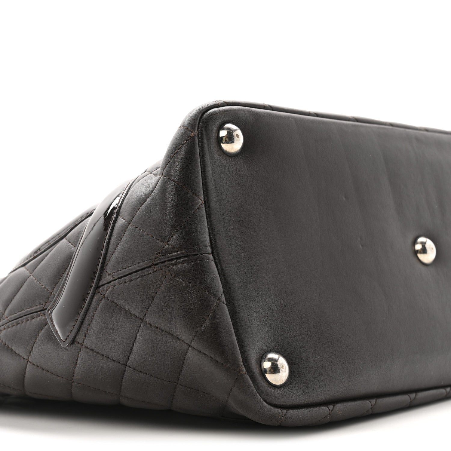 Calfskin Quilted Large Cambon Tote Brown