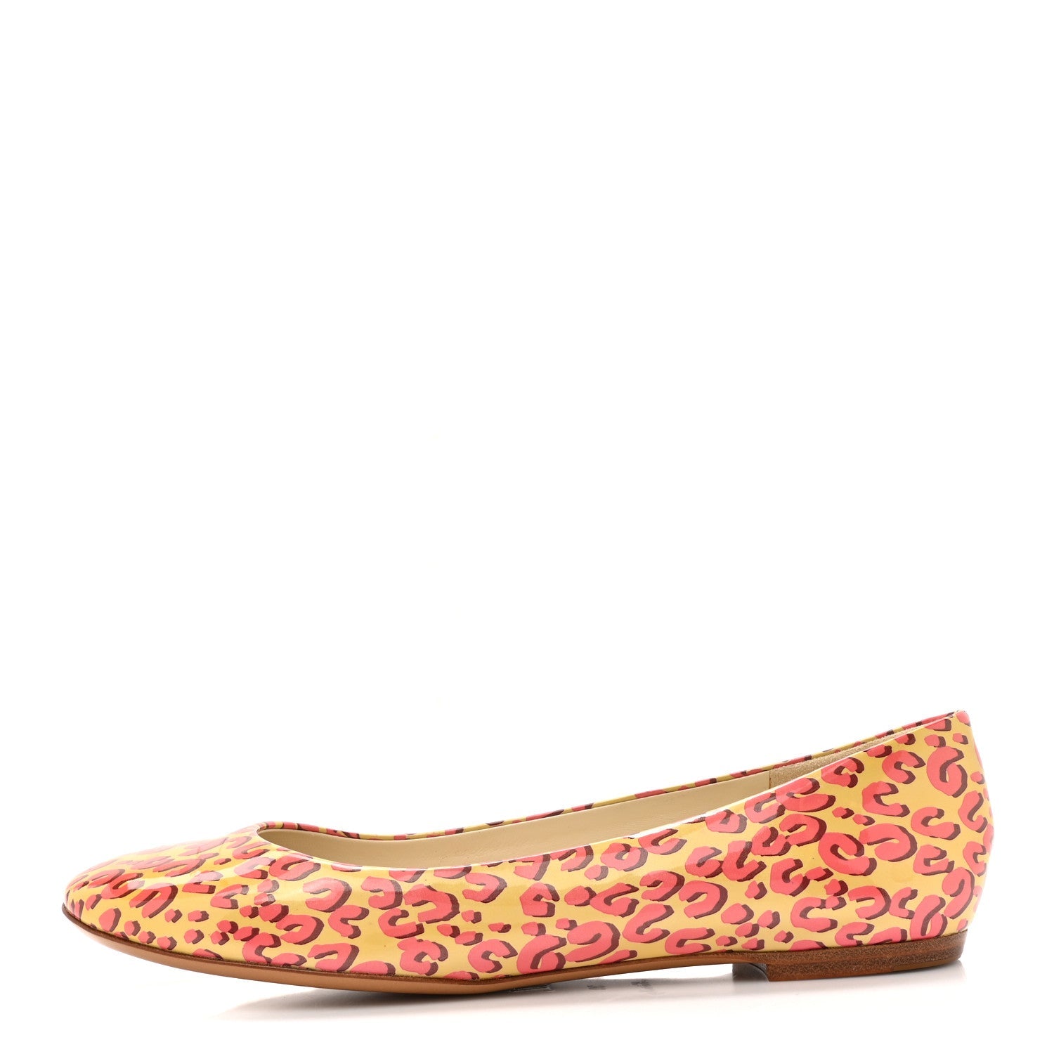 Patent Leopard Ballet Flats 39 Blanc Corail